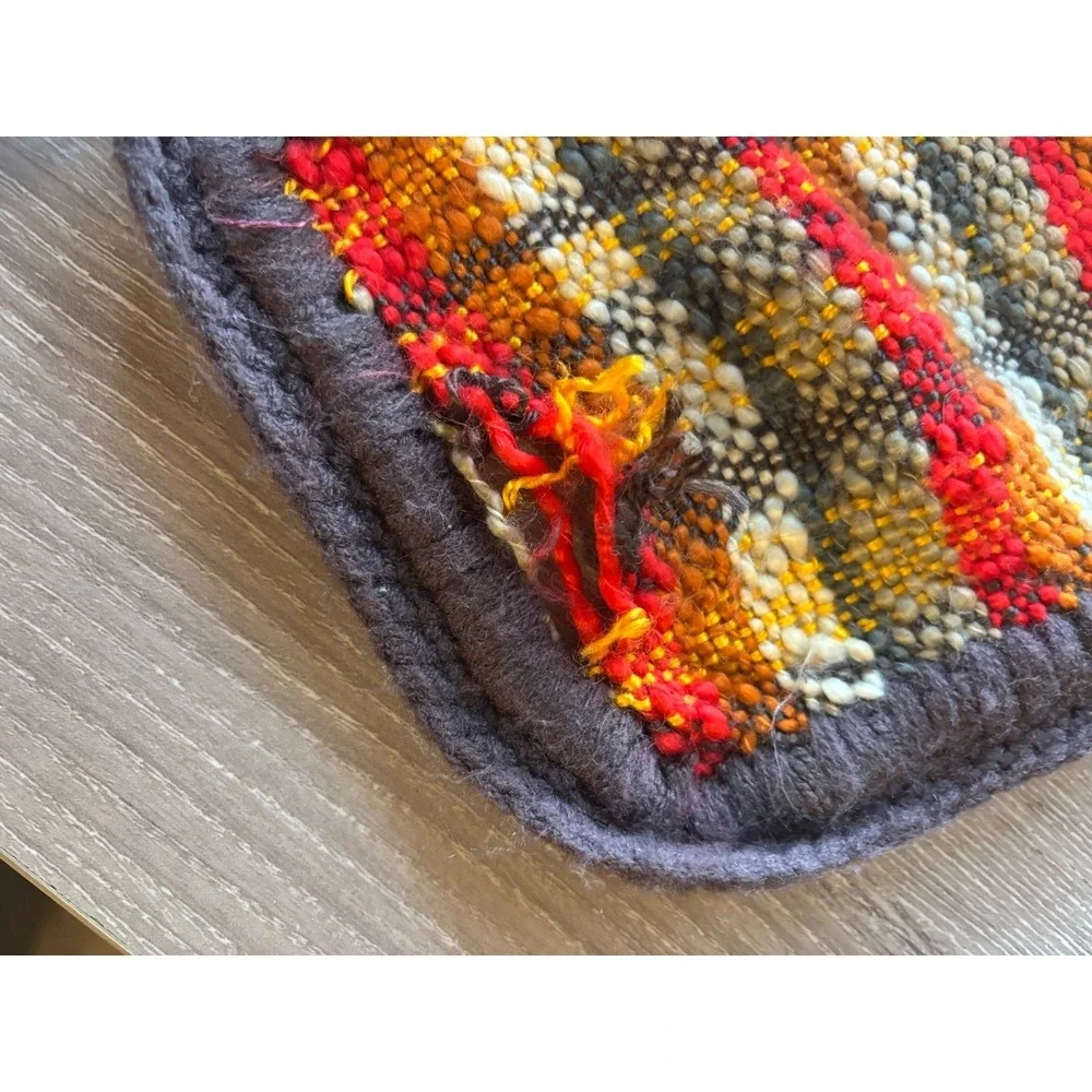 LRG Knits Striped‎ Scarf Multi-Color Orange Red Brown Textured Winter READ